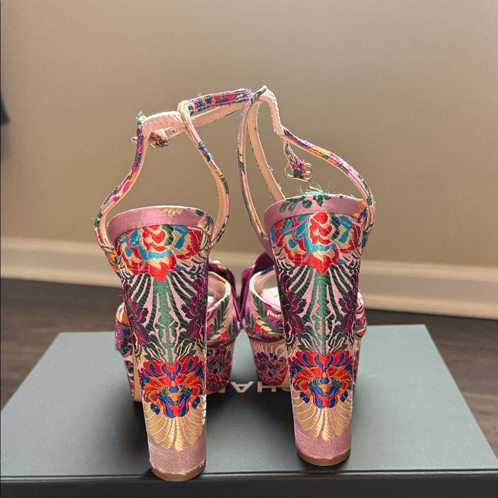 Casadei Pink and Purple Floral Platform Heels - Picture 5 of 6